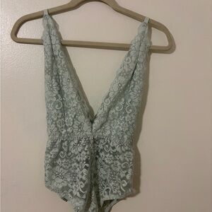 We are HAH blue lace body suit NWT